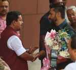 भाजपा मुख्यालय पहुंचे नेपाल के सत्तारूढ़ दल के प्रमुख रबी लामिछाने, नितिन नवीन ने किया स्वागत