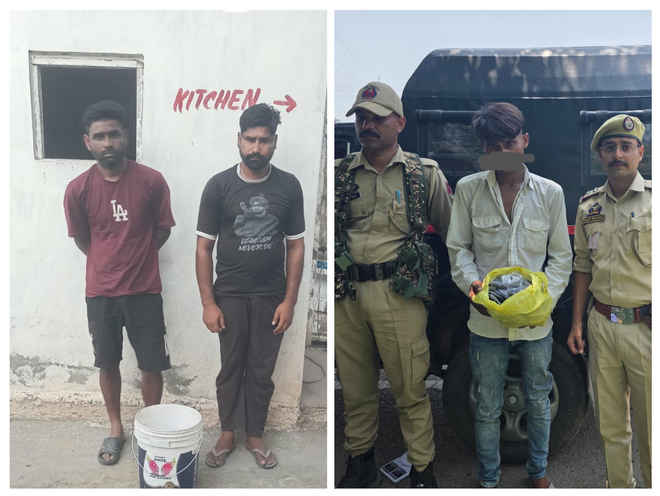 कठुआ पुलिस की कार्रवाई-634 ग्राम गांजा बरामद, 3 आरोपी गिरफ्तार, 10 लीटर देसी शराब भी जब्त